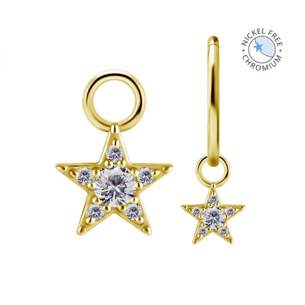 18KGOLD PVD CoCr NF STAR CHARMS FOR HINGED RINGS SET W.PREMIUM ZIRCONIA