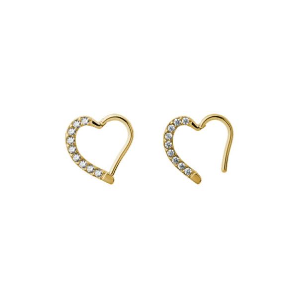 24K GOLD PVD SS316L HINGED RING HEART SHAPE