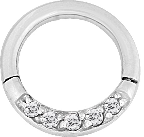 SS316L JEWELLED HINGED RING (PAVE SETTING)