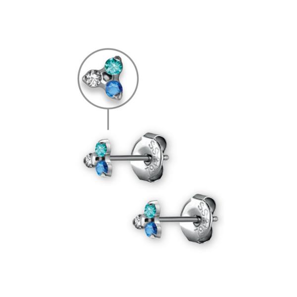 SS316L TRINITY EARSTUD SET W. PREMIUM ZIRCONIA (PAIR)