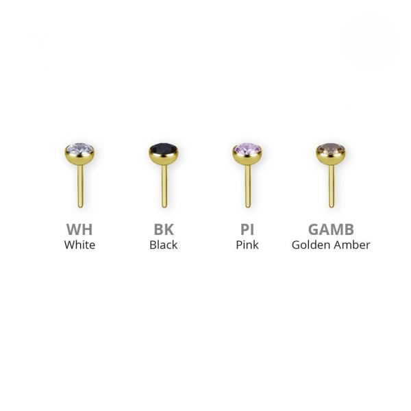 24K GOLD PVD TITANIUM THREADLESS  BALL SET W. PREMIUM ZIRCONIA
