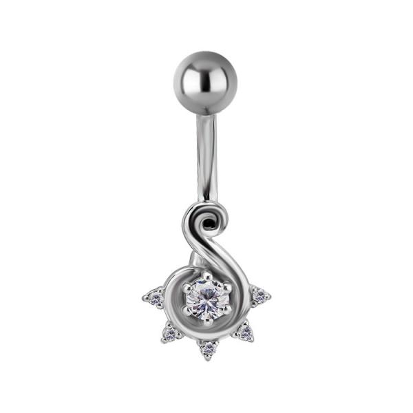 SS316L BELLY BANANA BINDI STYLE SET W. CUBIC ZIRCONIA