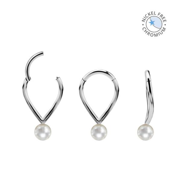 CoCr NF PLAIN "V" SHAPED CLICKER W. GENUINE FRESH WATER PEARL
