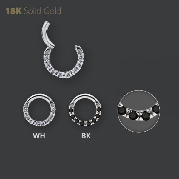 18K WHITE GOLD JEWELLED HINGED SEGMENT RING SET W. PREMIUM ZIRCONIA