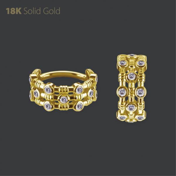 18K GOLD CLICKER SET W. PREMIUM ZIRCONIA
