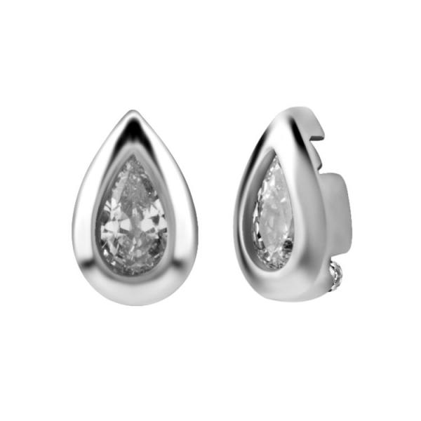 SS316L MICRO ATTACHMENT SET W. PEAR SHAPE CUBIC ZIRCONIA