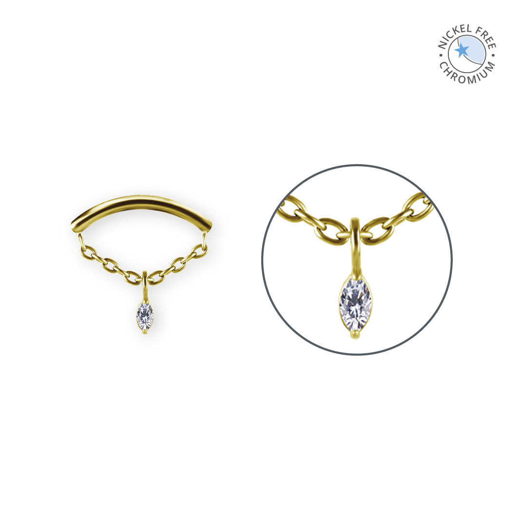 24K GOLD PVD TITANIUM INTERNAL MICRO ATTACHMENT FOR FLAT HELIX SET W.MQ DANGLE