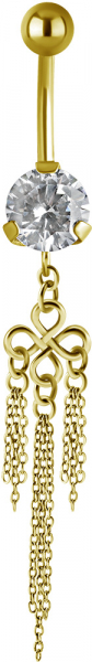 24K GOLD PVD SS316L BELLY BANANA WITH DANGLES