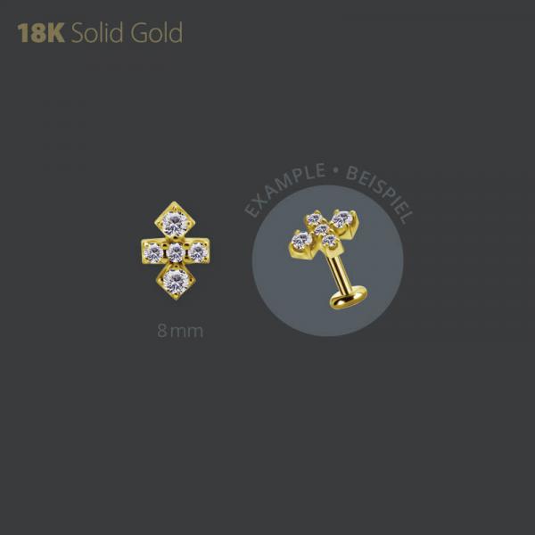 18K GOLD THREADLESS ATTACHMENT SET WITH PREMIUM ZIRCONIA