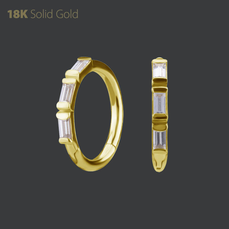 18K GOLD HINGED NOSE RING SET WITH PREMIUM ZIRCONIA