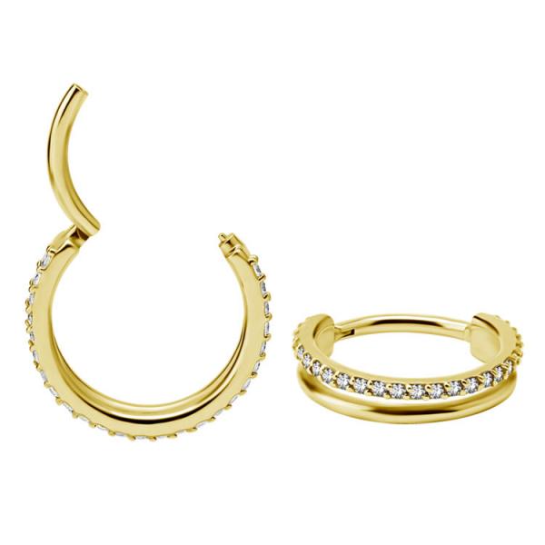 24K GOLD PVD SS316L DOUBLE CLICKER SET W. PREMIUM ZIRCONIA