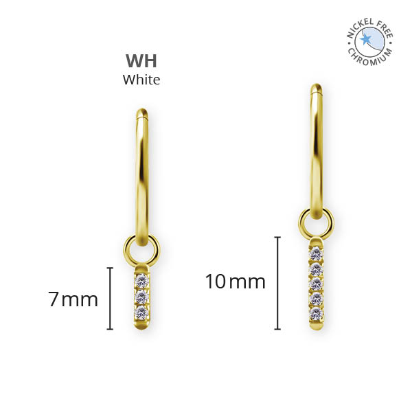 18K GOLD PVD CoCr NF CHARMS FOR HINGED RINGS SET W.PREMIUM ZIRCONIA
