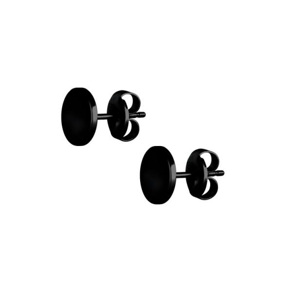 BLACK PVD SS316L EAR STUDS (RD DISC) (PAIR)