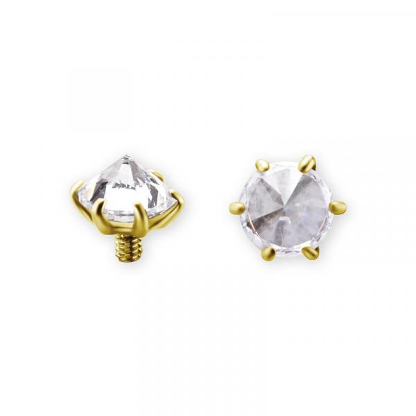 24K GOLD PVD SS316L INTERNAL BALL (RD CZ SETTING)