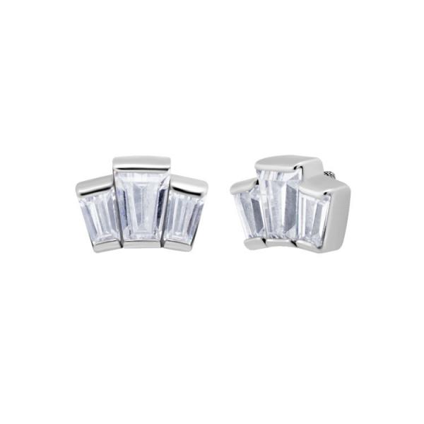 SS316L MICRO ATTACHMENT SET W. TAPER BAQUETTE CUBIC ZIRCONIA
