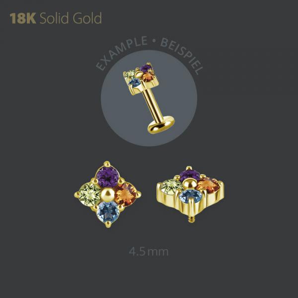 18K GOLD INTERNAL MICRO ATTACHMENT SET W. MULTICOLOR GENUINE GEMSTONES