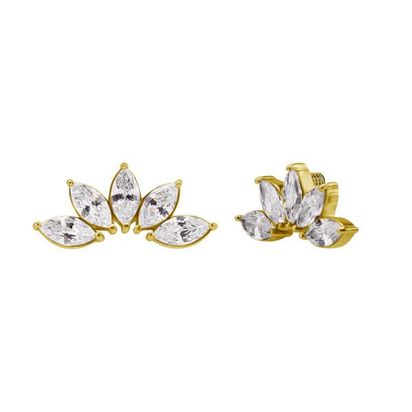 24K GOLD PVD SS316L MICRO ATTACHMENT FOR HELIX SET W. MARQUISE CUBIC ZIRCONIA