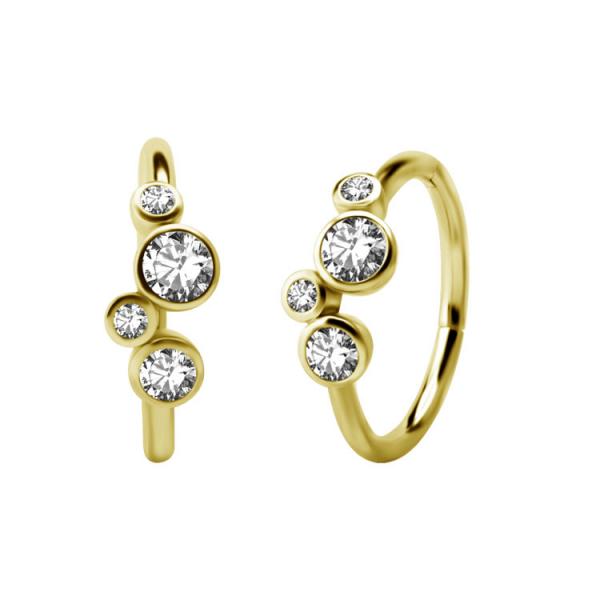 24K GOLD PVD SS316L HINGED RING SET W. CUBIC ZIRCONIA