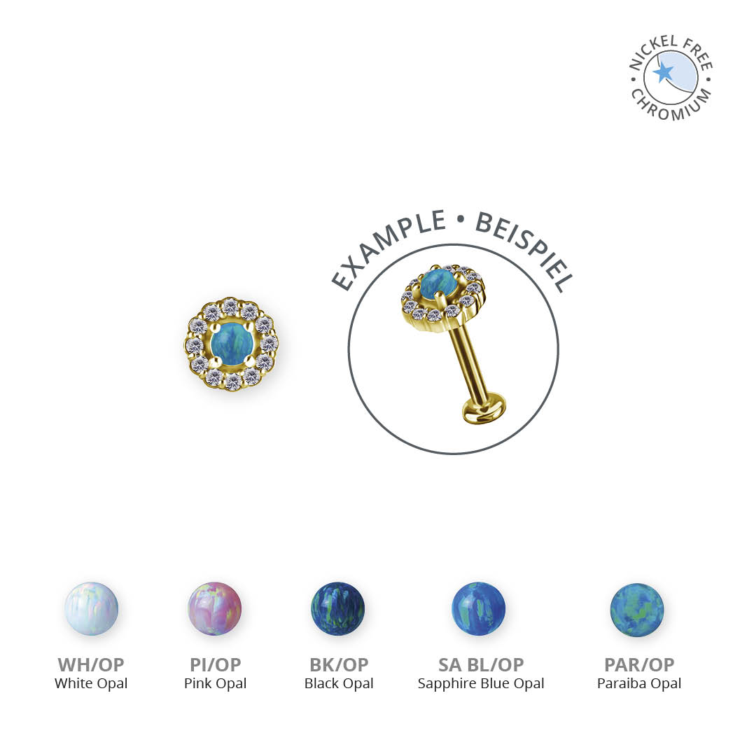 18K GOLD PVD CoCr NF INTERNAL MICRO ATTACHMENT SET W. LAB CREATED OPALS