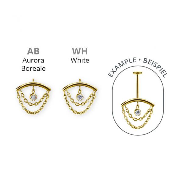 24K GOLD PVD TITANIUM INTERNAL MICRO ATTACHMENT FOR VERTICAL HELIX SET W PREMIUM ZIRCONIA