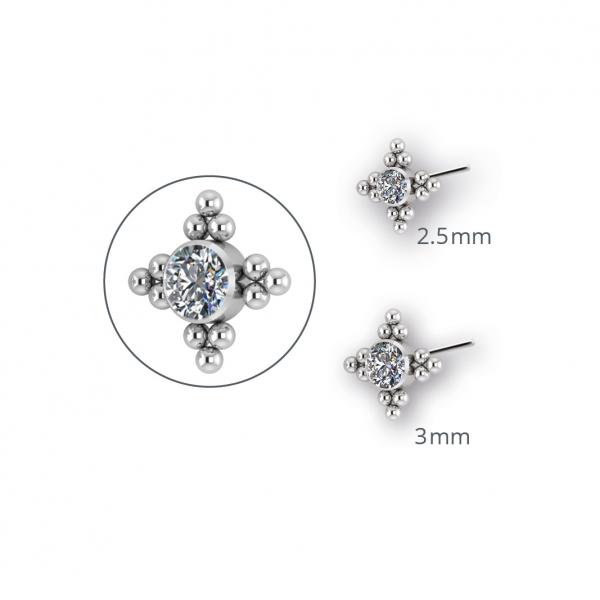 TITANIUM THREADLESS JEWELLED CLUSTERS ATTACHMEN SET W. PREMIUM ZIRCONIA