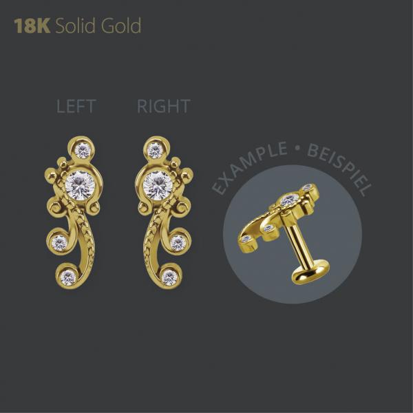 18K GOLD THREADLESS  ATTACHMENT SET W. PREMIUM ZIRCONIA