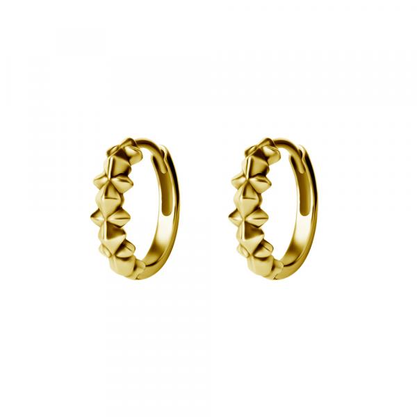 24K GOLD PVD SS316L HOOP EARRINGS (PYRAMIDS & SPIKES) (PAIR)