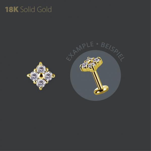 18K GOLD THREADLESS ATTACHMENT SET W. PREMIUM ZIRCONIA