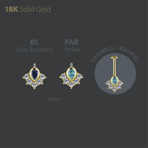 18K GOLD INTERNAL MICRO ATTACHMENT FOR VERTICAL HELIX SET W LAB CREATED GEMSTONE