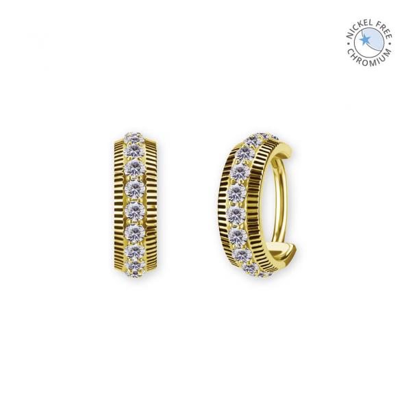 18K GOLD PVD CoCr NF HINGED RING SET W. PREMIUM ZIRCONIA