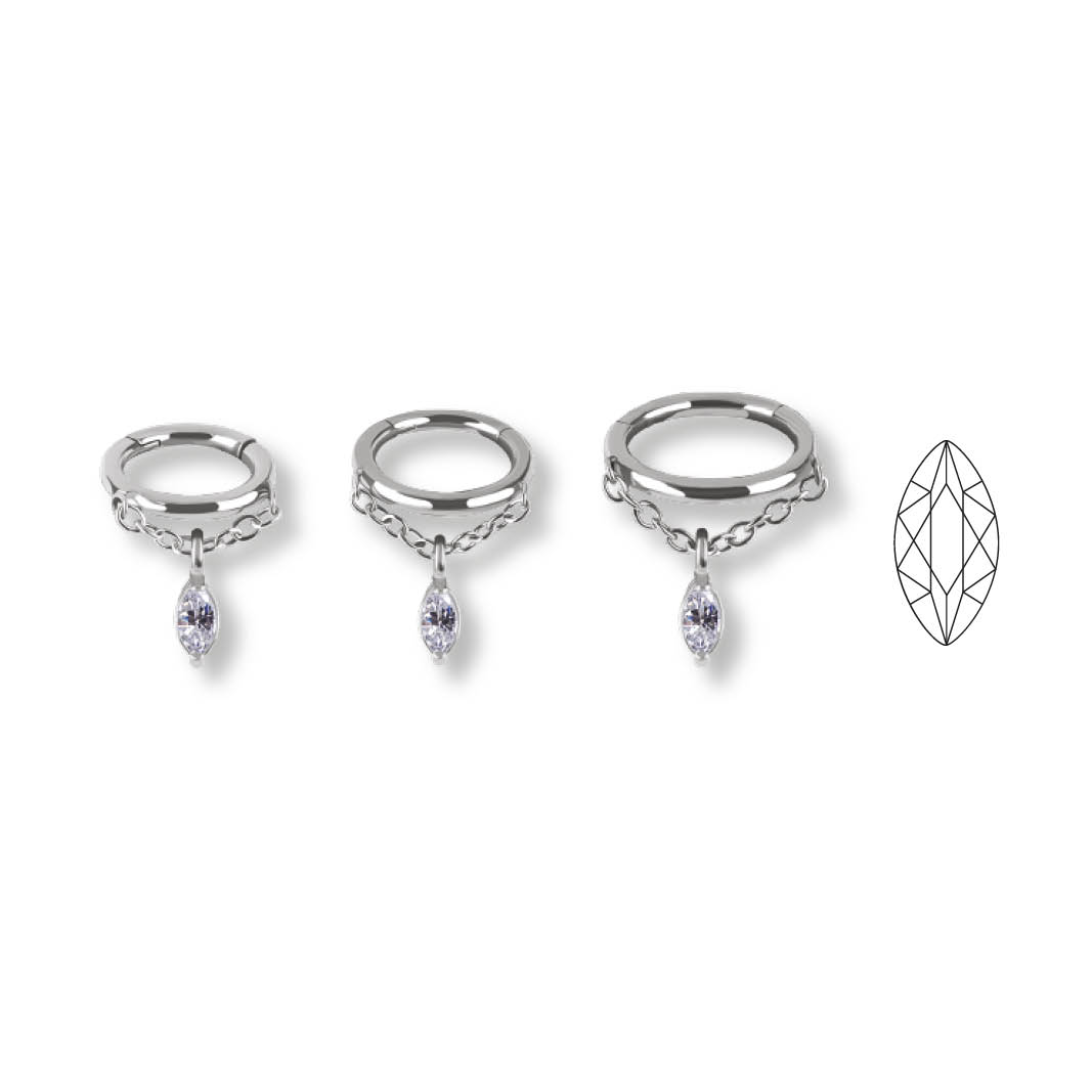 SS316L CLICKER W. MARQUISE PREMIUM ZIRCONIA DANGLE