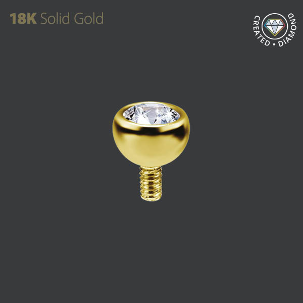 18K GOLD INTERNAL 2.5MM MICRO BALL SET W. CREATED DIAMONDS