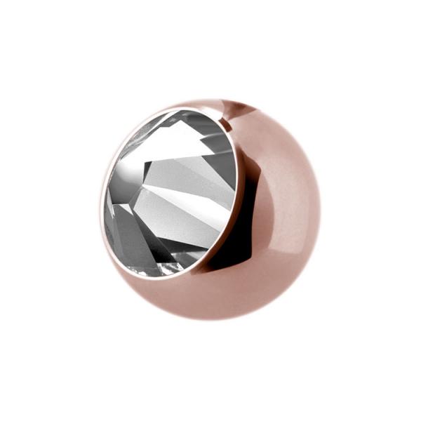 ROSE GOLD PVD SS316L JEWELLED 4MM BALLS (BIG STONE)