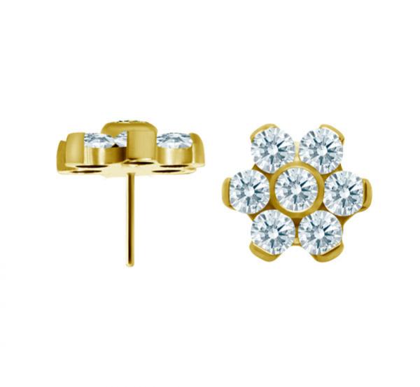 24K GOLD PVD TITANIUM THREADLESS TRINITY ATTACHMENT SET W. PREMIUM ZIRCONIA