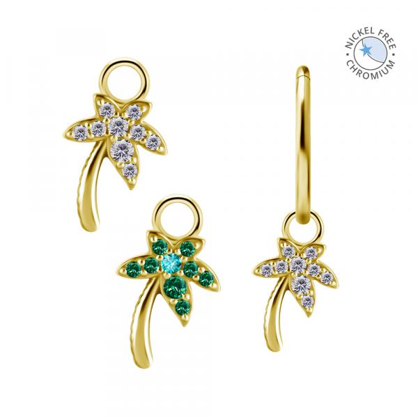 18K GOLD PVD CoCr NF PALM CHARMS FOR HINGED RINGS SET W.PREMIUM ZIRCONIA