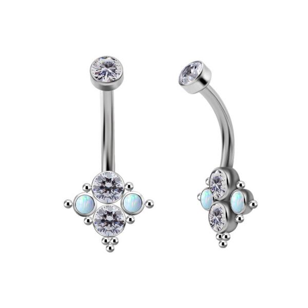 TITANIUM INTERNAL CLUSTER BELLY BANANAS SET W. PREMIUM ZIRCONIA & LAB OPALS