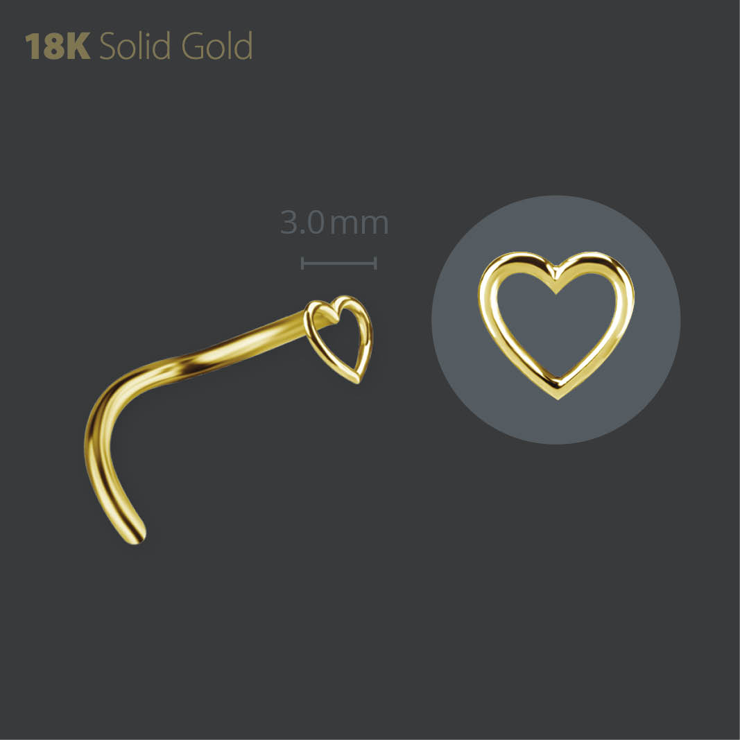 18K GOLD HEART SHAPE NOSE STUD
