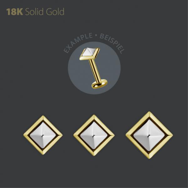 18K GOLD 2 TONE THREADLESS  PYRAMIDE SHAPE ATTACHMENT