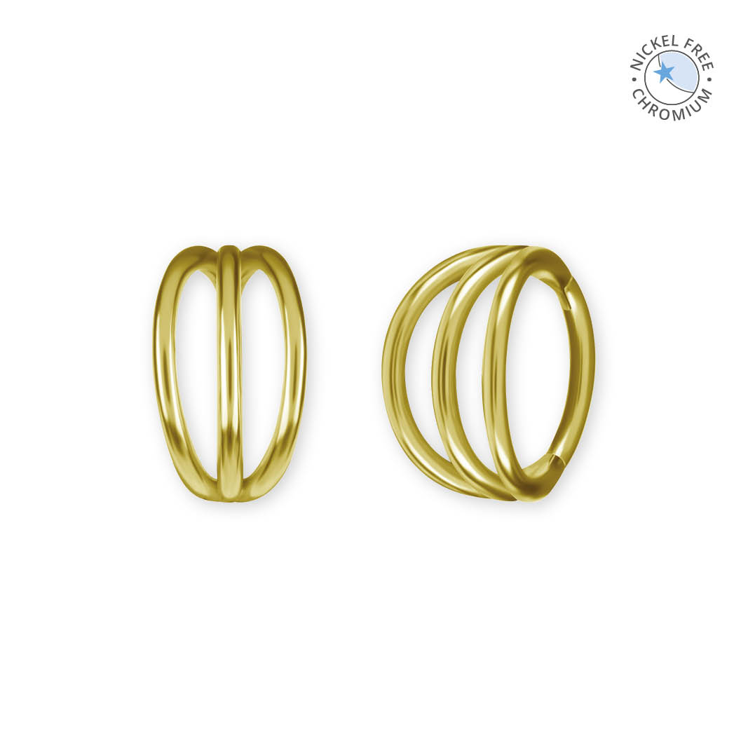 18K GOLD PVD CoCr NF 3 LINE HINGED SEGMENT RING