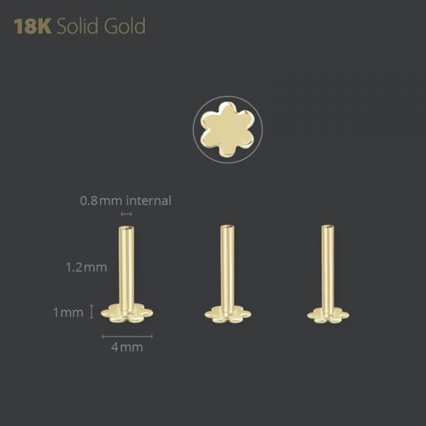 18K GOLD INTERNAL MICRO FLOWER LABRET PIN