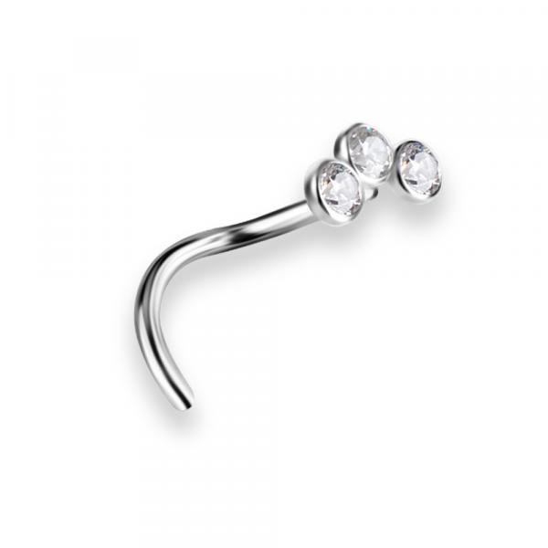 TITANIUM CURVED DISC NOSE STUDS SET W. PREMIUM ZIRCONIA