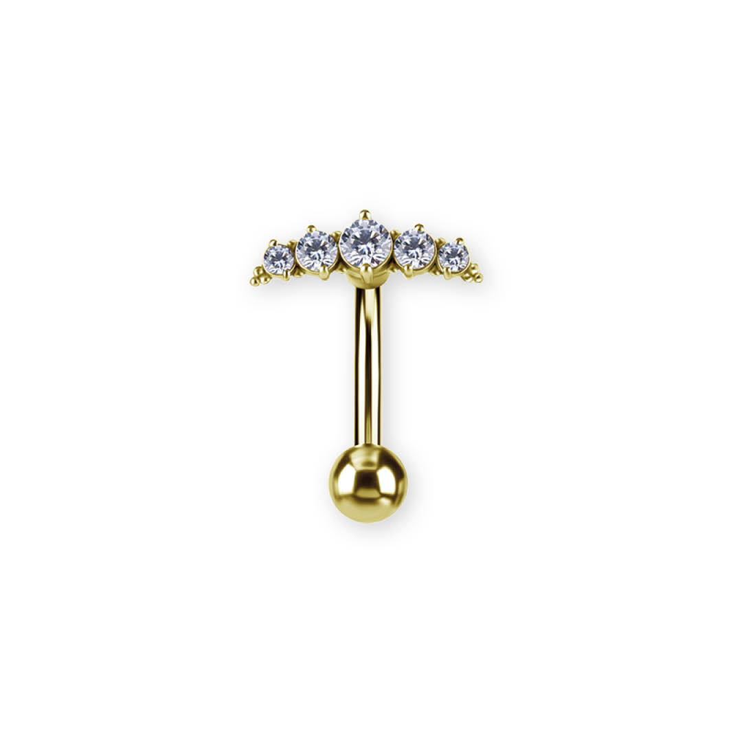 24K GOLD PVD SS316L BELLY BANANA SET W. PREMIUM ZIRCONIA