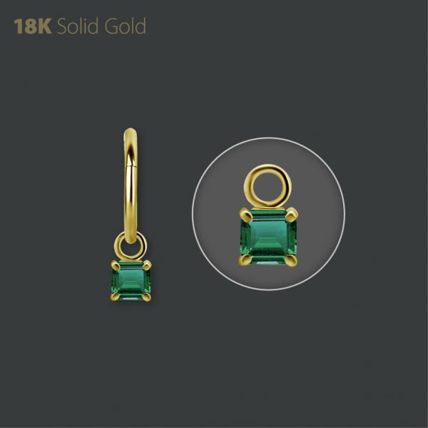 18K GOLD CHARM SET WITH GENUINE BRAZILIAN EMERALD