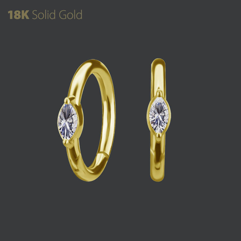 18K GOLD HINGED NOSE RING SET WITH PREMIUM ZIRCONIA