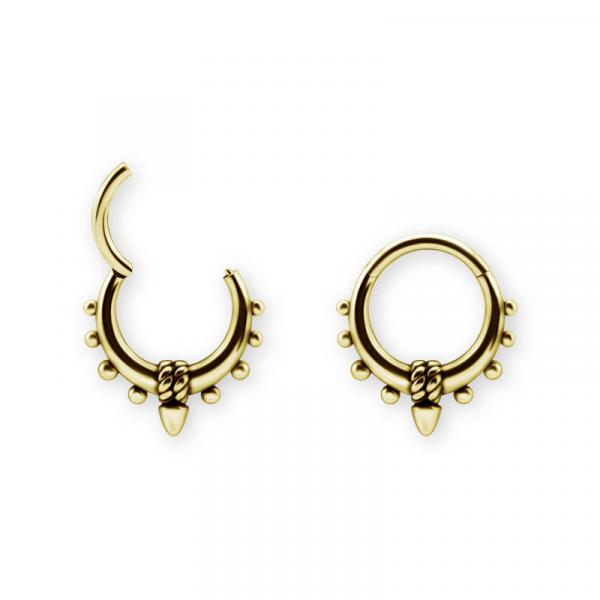 24K GOLD PVD SS316L CLICKER WITH ROPE AND SPIKE