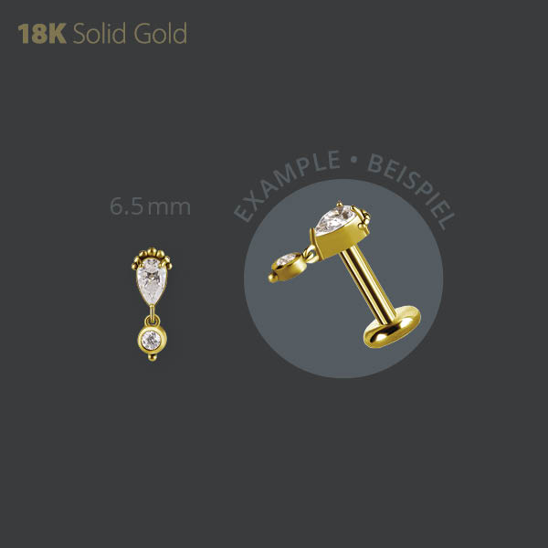 18K GOLD THREADLESS ATTACHMENT SET W. PREMIUM ZIRCONIA