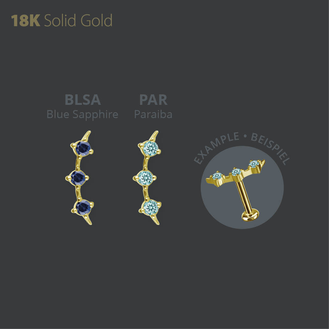 18K GOLD INTERNAL MICRO ATTACHMENT SET W. LAB CREATED GEMSTONE