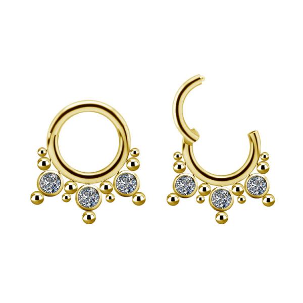 24K GOLD PVD TITANIUM CLUSTER CLICKER SET WITH PREMIUM ZIRCONIA