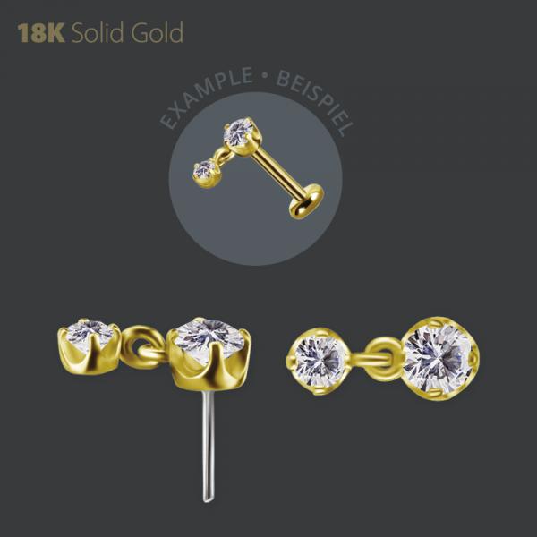 18K GOLD THREADLESS ATTACHMENT W. DANGLE SET W. PREMIUM ZIRCONIA
