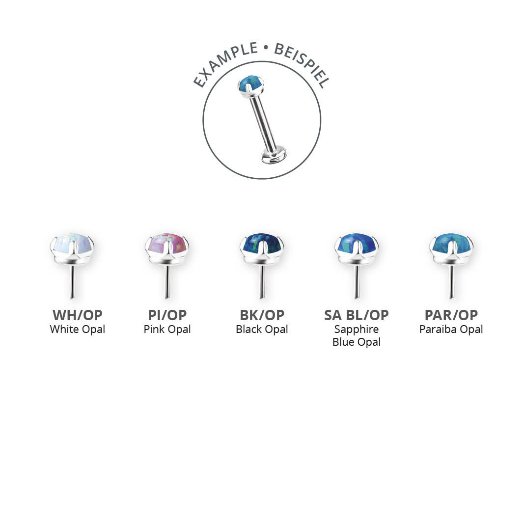 TITANIUM THREADLESS ATTACHMENT PRONG SET W.  LAB CREATED OPAL